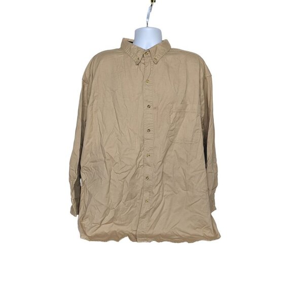 Outdoor Outfitters Mens Button Down Shirt Size 3X Solid Tan Long Sleeve - Picture 1 of 4